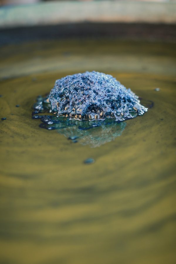 mousse bleu d'une cuve de teinture à l'indigo par la photographe studio payol